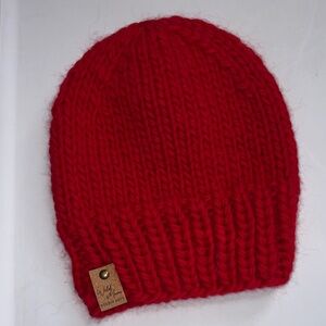 Vibrant Red Wool Knit Beanie